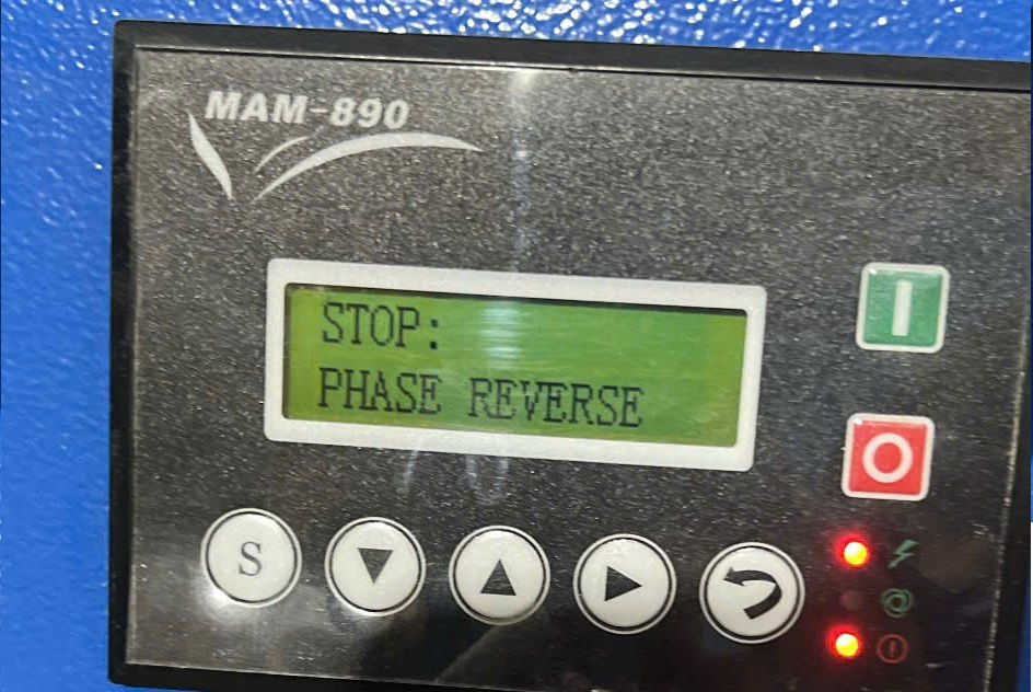 Những lỗi thường hiển thị trên màn hình máy nén khí trục vít 8 Lỗi máy nén khí trục vít - Ngược pha