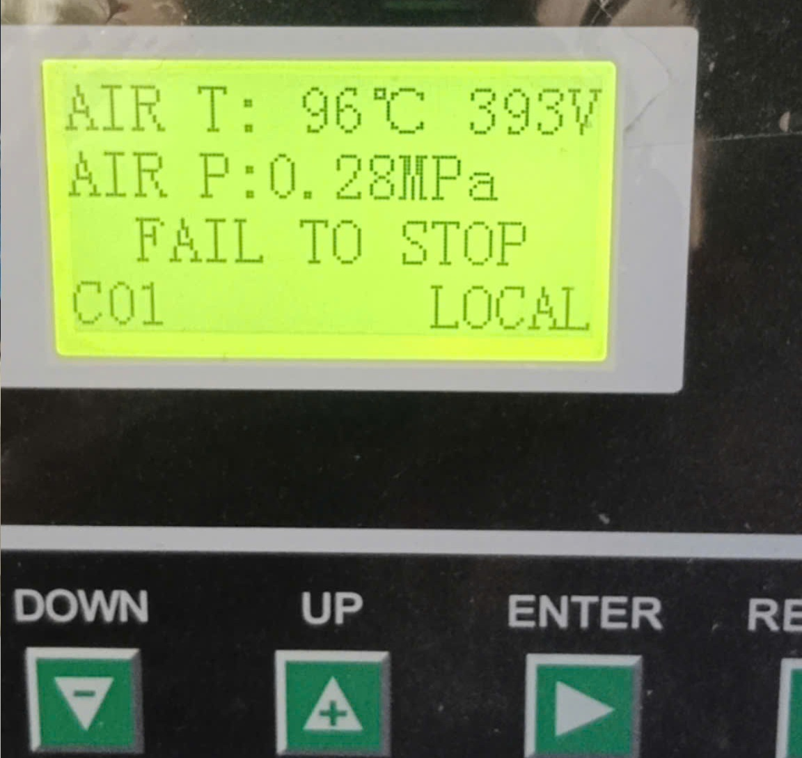 Những lỗi thường hiển thị trên màn hình máy nén khí trục vít 11 Lỗi máy nén khí trục vít fail to stop